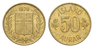 Исландия 50 эйре 1970 KM 17 никель латунь UNC 4690-555