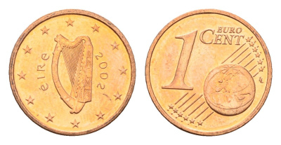Ирландия 1 евроцента 2002 KM 32 сталь плакированная медью UNC 4687-918