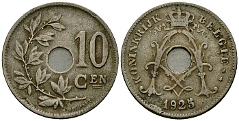 Бельгия 10 сантимов 1925 Belgie KM 86 медно-никель 3336-134