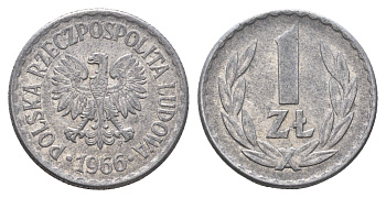 Польша 1 злотый 1966 Y 49.1 алюминий 4637-1121