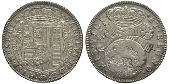 Неаполь и Сицилия тари (2 карлини) 1685 Карл II Испанский серебро aUNC 00-822-02