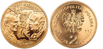 Польша 2 злотых 2011 серия история польской музыки, Ежи Васовский KM 801 латунь UNC M36-06