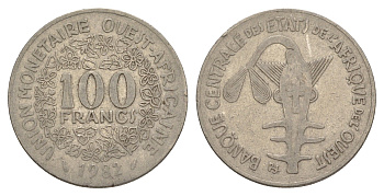 Западная Африка (BCEAO) 100 франков 1982 Центральный банк государств Западной Африки KM 4 никель 4642-334
