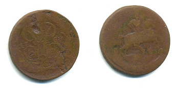 РОССИЯ 1 КОПЕЙКА 1760 медь 61-911