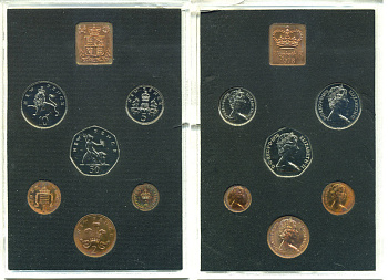 Великобритания официальный набор из 6 монет + жетон монетного двора 1978 в оригинальной пластиковой упаковке KM PS 34 PROOF  7-5-5-27