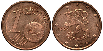 Финляндия 1 евроцент 1999 KM 98 сталь плакированная медью XF-UNC 4181-164