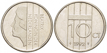 НИДЕРЛАНДЫ 10 ЦЕНТОВ 1992 БЕАТРИКС KM 202 бронза 3457-1235