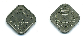 Нидерландские Антилы 5 центов 1980 Юлиана (1948-1980) KM 13 медно-никель 46-2565