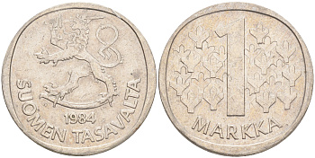 ФИНЛЯНДИЯ 1 МАРКА 1984 N KM 49а медно-никель 4556-725