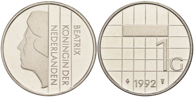Нидерланды 1 гульден 1992 Беатрикс (1980-2013) KM 205 никель UNC 4116-136