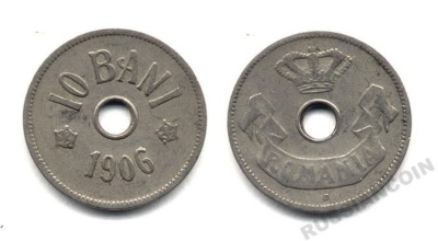 Румыния 10 бани 1906 J, Кароль I (1881-1914) KM 32 медно-никель 25-2122