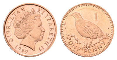 Гибралтар 1 пенс 1999 KM 773 сталь плакированная медью UNC 4649-416