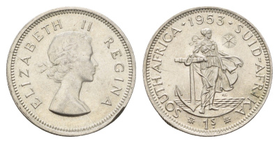 ЮАР 1 шиллинг 1953 Елизавета II (1952-2022) KM 49 серебро UNC 1525-413