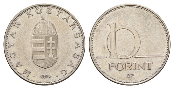 Венгрия 10 форинтов 1994 KM 695 латунь плакированная медно-никелем 4633-1022