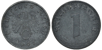 ГЕРМАНИЯ 1 РЕЙХСПФЕННИГ 1941 A J 369, KM 97 цинк 72-1657