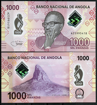 Ангола 1000 кванза 2020 Антонио Агостиньо Нето, Пик Лувили, Уамбо Pick 162  пластик  UNC (пресс) 449-89-3