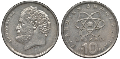 Греция 10 драхм 1992 Демокрит KM 132 медно-никель 4131-214