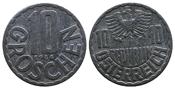 Австрия 10 грошей 1964 KM 2878 алюминий 4384-1127