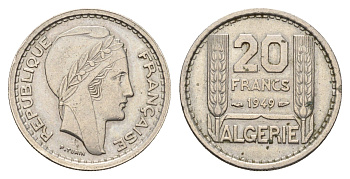 Алжир 20 франков 1949 KM 91 медно-никель 87-1143