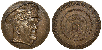 Нидерланды медаль ND адмирал Конрад Хельфрих, 65,0 мм, 137,6 гр  бронза    4113-812