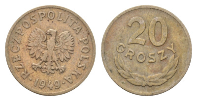 Польша 20 грошей 1949 Y 43 медно-никель 187-351
