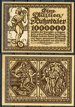 Германия, Рурская область 1000000 рурских талеров 1923 нотгельд пропаганды бумага UNC (пресс) 444-60-2-1