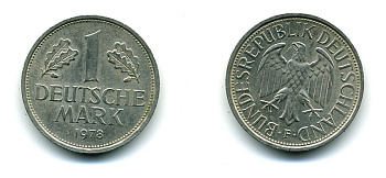 ФРГ 1 МАРКА 1978 F J.385 медно-никель 35-612