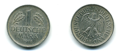 ФРГ 1 МАРКА 1978 F J.385 медно-никель 35-612