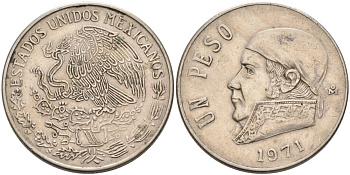Мексика 1 песо 1971 Хосе Мария Морелос KM 460 медно-никель 4572-321