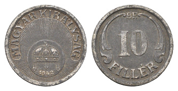 Венгрия 10 филлеров 1942 BP KM 507a железо 4665-741