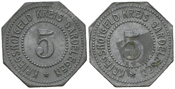 Гарделеген (Пруссия, Саксония) 5 пфеннигов ND Funck 151.2, Men18 10813.3 цинк 4597-236