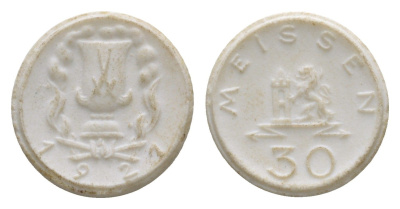 Майсен 30 пфеннигов 1921 Men05 16521.3, Scheuch 168a фарфор 1094-9-73