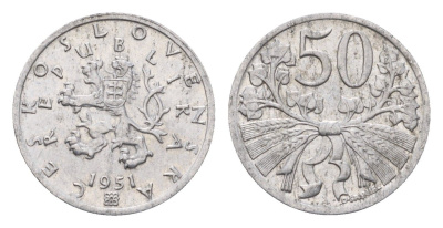 Чехословакия 50 геллеров 1951 KM 32 алюминий 3955-161