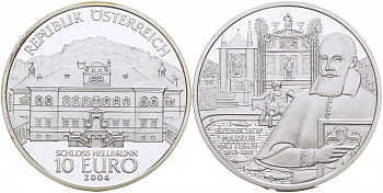 Австрия 10 евро 2004 Замок Хельбрунн, Маркус Ситтикус KM 3111 серебро PROOF 1077-7-53