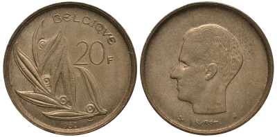 Бельгия 20 франков 1980 Belgique, Бодуэн I (1951-1993) KM 159 никель бронза 4182-634