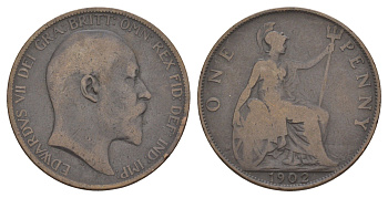 Великобритания 1 пенни 1902 Эдуард VII (1901-1910) KM 794.2, Spink 3990 бронза 4634-916