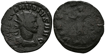 Римская Империя антониниан 268 - 270 Клавдий Готский VIRTVS AVG Рим Very fine RIC 109 бронза 1073-6-95