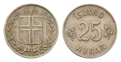 Исландия 25 эйре 1962 KM 11 медно-никель 4690-623