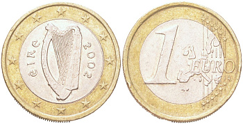 Ирландия 1 евро 2002 KM 387 биметалл 4126-633
