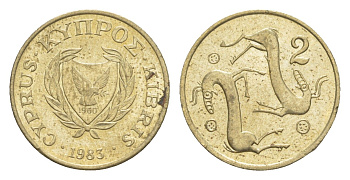 Кипр 2 цента 1983 KM 54.1 никель латунь UNC 4649-1147