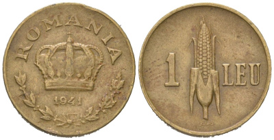Румыния 1 лей 1941 Михай I (1940-1947) KM 56 никель латунь 4124-1225