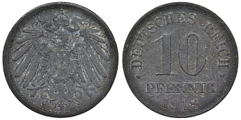 Германия 10 пфеннигов 1918 KM 26, J. 299, Weege 8 цинк 4119-334