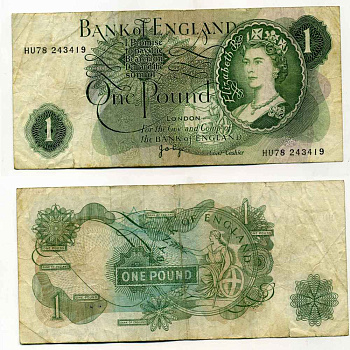 АНГЛИЯ 1 ФУНТ 1970-1977 ПОДПИСЬ PAGE Pick 374g бумага 8589-22-1-2