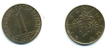 Австрия 1 шиллинг 1971 KM 2886 алюминиевая бронза UNC 4364-1153