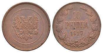 Россия для Финляндии 10 пенни 1917 временное правительство (03.1917-10.1917), без короны Биткин GSF3 медь 1530-813