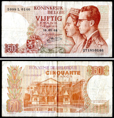 Бельгия 50 франков 1966 Pick 139 (3) бумага 6300-19-1-1