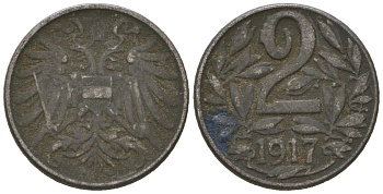 Австрия 2 геллера 1917 Карл I (1916-1918) KM 2824 железо 4615-547