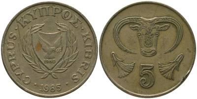 Кипр 5 центов 1985 KM 55.2 никель латунь 4158-533