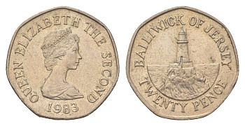 Джерси 20 пенсов 1983 KM 66 медно-никель aUNC 4623-551