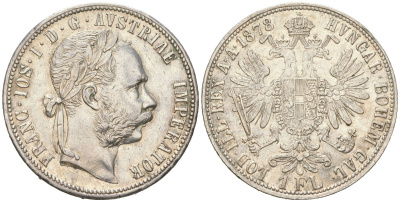 Австрия 1 флорин 1878 Франц Иосиф I (1848-1916) KM 2222 серебро 63-1224